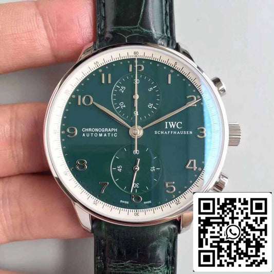 IWC Portuguese YL 팩토리 1:1 Best 에디션 Swiss ETA69355 그린 다이얼 With Silver Markers