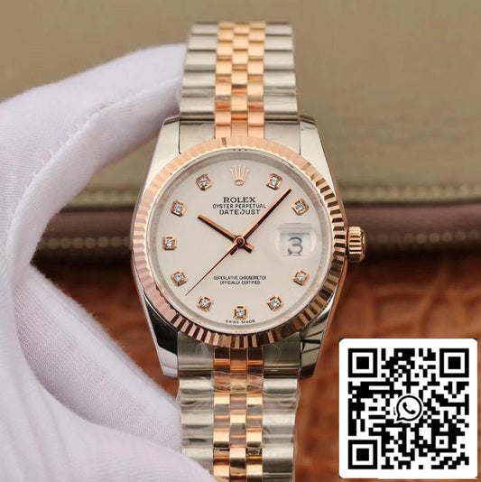 롤렉스 데이트저스트 36mm 스테인리스 스틸 Two Tone GM 팩토리 1:1 Best 에디션 18K Gold Wrapped Swiss ETA3135