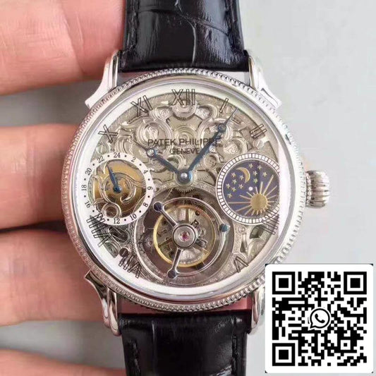 파텍 필립 투르비용 Moonphase 1:1 Best 에디션 Swiss 투르비용 Skeleton and 화이트 다이얼