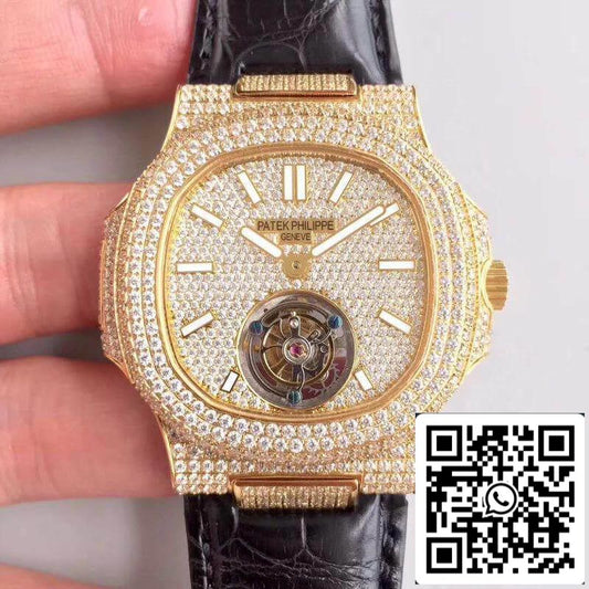 파텍 필립 노틸러스 Jumbo 투르비용 1:1 Best 에디션 Swiss 투르비용 18K 옐로 골드 Diamond Dial