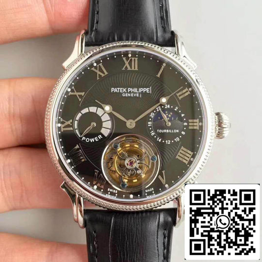파텍 필립 투르비용 Moonphase 1:1 Best 에디션 Swiss 투르비용 블랙 다이얼
