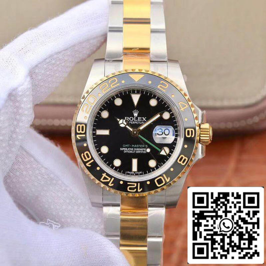 롤렉스 GMT Master II 116713 LN 40mm EW 팩토리 1:1 Best 에디션 Swiss ETA2836 스테인리스 스틸 Two Tone 브레이슬릿