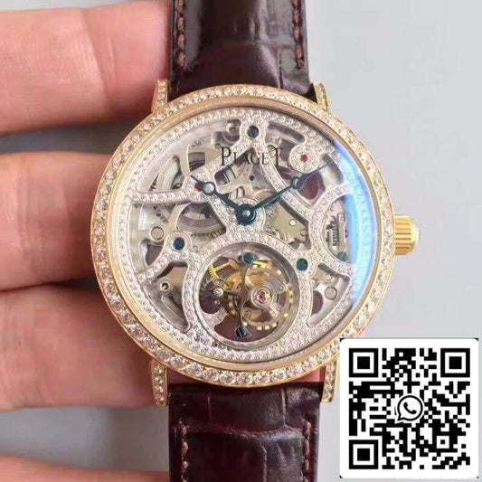 Piaget High-grade Jewelry Mechanical Watches 1:1 Best 에디션 SWISS 투르비용 Crocodile 가죽 스트랩