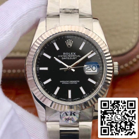 Rolex Datejust 126334 41mm AR 팩토리 Men Watches 1:1 Best 에디션 Swiss EAT2824 블랙 다이얼