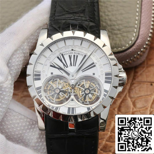 Roger Dubuis Excalibur RDDBEX0250 1:1 Best 에디션 JB 팩토리 투르비용 화이트 다이얼