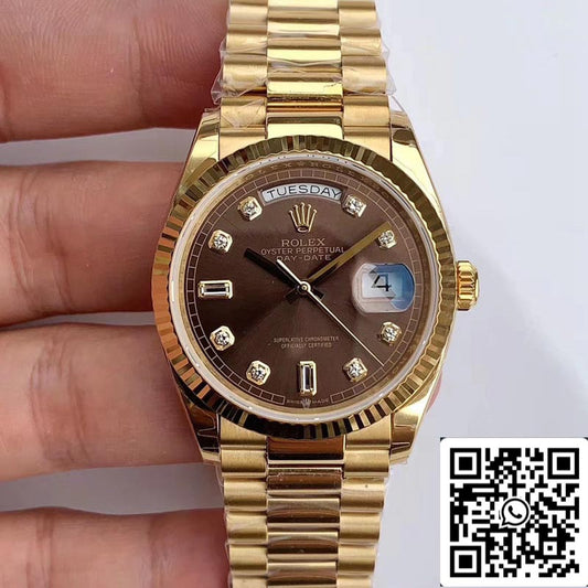 롤렉스 Day Date M128238-0022 1:1 Best 에디션 EW 팩토리 브라운 다이얼 Swiss ETA3255