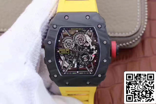 Richard Mille RM35-02 KV 팩토리 1:1 Best 에디션 Swiss ETA8215 Yellow 러버 스트랩