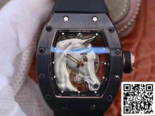 Richard Mille Polo Club Saint Tropez RM52-02 KV 팩토리 1:1 Best 에디션 Swiss ETA8215 Silver Horse Dial