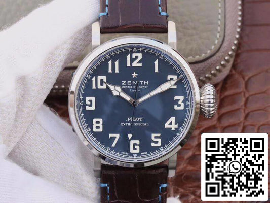 Zenith Pilot Type 20 Extra Special XF 팩토리 1:1 Best 에디션 Swiss ETA2824 Superlumed 블루 다이얼 and hands