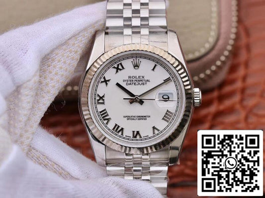 Rolex Datejust 116234 36mm AR 팩토리 1:1 Best 에디션 Swiss ETA3135 화이트 다이얼