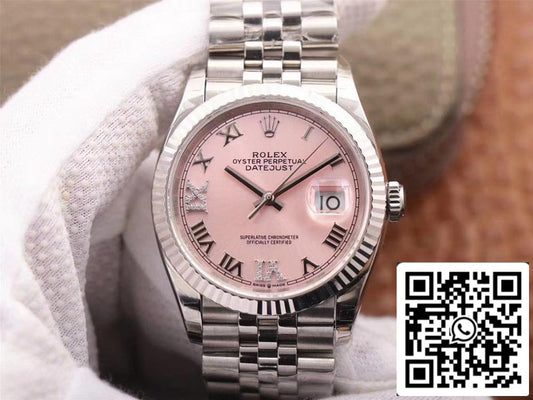 롤렉스 데이트저스트 M126234-0031 1:1 Best 에디션 EW 팩토리 Pink Dial Swiss ETA3235