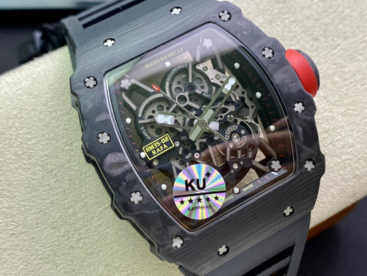 Richard Mille RM035-02 1:1 Best 에디션 KU 팩토리 Carbon Fiber 블랙 Strap