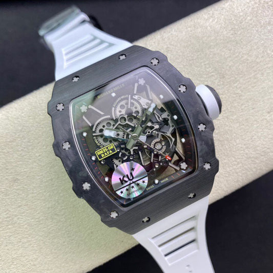 Richard Mille RM035-02 1:1 Best 에디션 KU 팩토리 Carbon Fiber 화이트 Strap