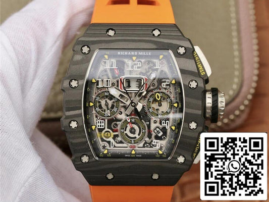 Richard Mille RM11-03 1:1 Best 에디션 KV 팩토리 Carbon Fiber Orange Strap