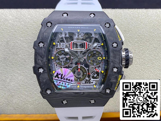 Richard Mille RM011-03 1:1 Best 에디션 KV 팩토리 Carbon Fiber 화이트 Strap