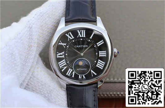 Drive De Cartier Moonphase WGNM0009 1:1 Best 에디션 스테인리스 스틸 블랙 다이얼