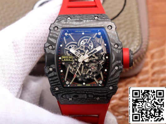 Richard Mille RM35-02 1:1 Best 에디션 ZF 팩토리 Red 러버 스트랩