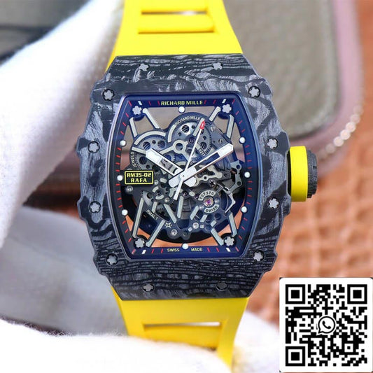 Richard Mille RM35-02 1:1 Best 에디션 ZF 팩토리 Yellow 러버 스트랩