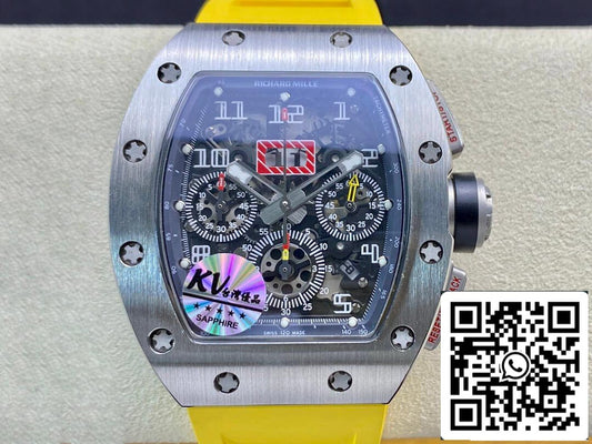 Richard Mille RM11 1:1 Best 에디션 KV 팩토리 티타늄 Yellow Strap