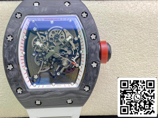 Richard Mille RM055 1:1 Best 에디션 KV 팩토리 V2 화이트 러버 스트랩