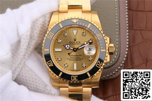 롤렉스 서브마리너 116618 1:1 أفضل قرص Noob 팩토리 V7 Gild Diamond-Studded Dial