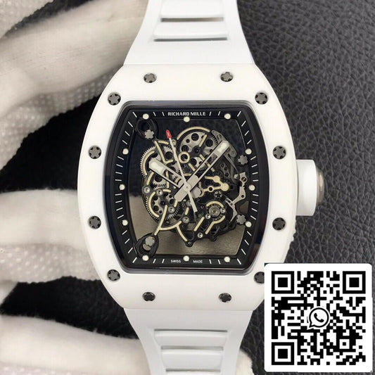Richard Mille RM055 1:1 Best 에디션 ZF 팩토리 화이트 세라믹