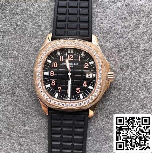 파텍 필립 아쿠아넛 1:1 Best 에디션 PPF 팩토리 Diamond 로즈 골드 블랙 다이얼
