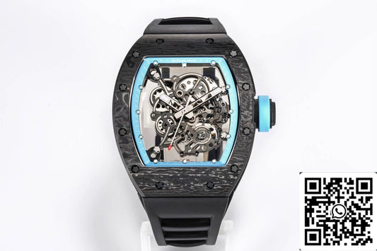 Richard Mille RM055 NTPT 1:1 Best 에디션 BBR 팩토리 블랙 러버 스트랩