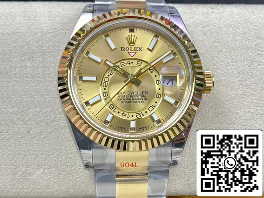 롤렉스 Sky Dweller M326933-0001 V2 Best 1:1 에디션 Noob 팩토리 Champagne Dial