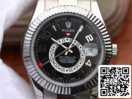 롤렉스 Sky Dweller 326939 Best 1:1 에디션 Noob 팩토리 블랙 다이얼 and Silver