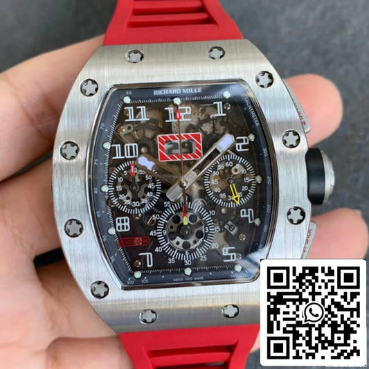 Richard Mille RM011 1:1 Best 에디션 KV 팩토리 Red 러버 스트랩
