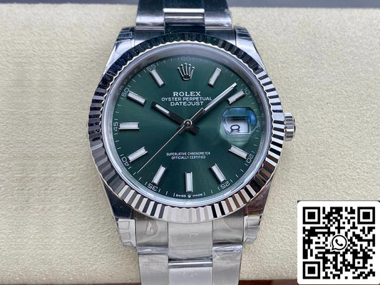 롤렉스 데이트저스트 M126334-0028 41mm 오이스터 Strap VS 팩토리 그린 다이얼
