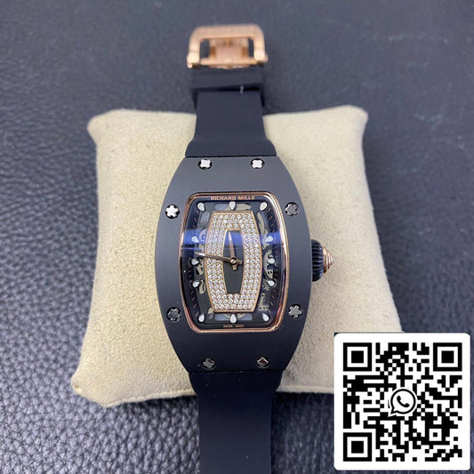 Richard Mille RM 07-01 1:1 Best 에디션 RM 팩토리 블랙 러버 스트랩