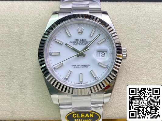 롤렉스 데이트저스트 M126334-0009 41mm 오이스터 Strap Clean 팩토리 화이트 다이얼