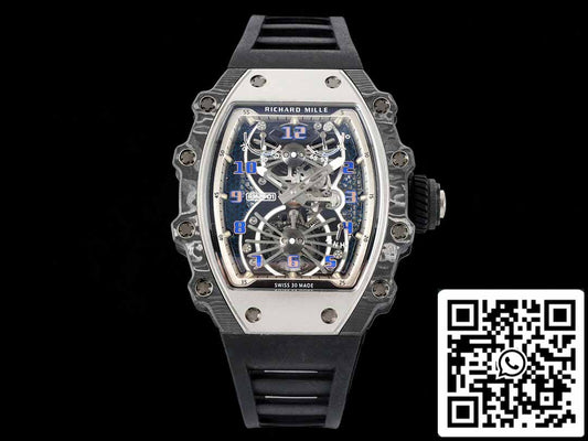 Richard Mille RM21-01 1:1 Best 에디션 RM 팩토리 투르비용 Skeleton Dial 블랙 Strap