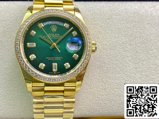 롤렉스 Day Date M128348RBR-0035 1:1 Best 에디션 EW 팩토리 Gradient 그린 다이얼