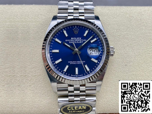 롤렉스 데이트저스트 M126234-0017 36MM 1:1 Best 에디션 Clean 팩토리 블루 다이얼