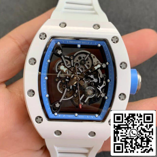 Richard Mille RM055 1:1 Best 에디션 KV 팩토리 V2 화이트 Strap