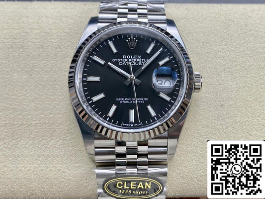롤렉스 데이트저스트 M126234-0015 36MM 1:1 Best 에디션 Clean 팩토리 블랙 다이얼