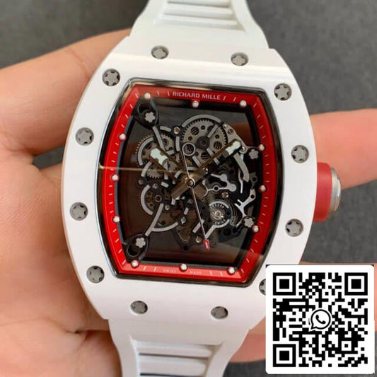 Richard Mille RM055 1:1 Best 에디션 KV 팩토리 V2 세라믹 러버 스트랩