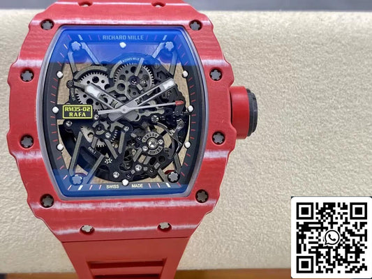 Richard Mille RM35-02 1:1 Best 에디션 T+ 팩토리 Carbon Fiber Red 러버 스트랩