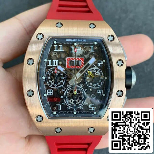 Richard Mille RM011 1:1 Best 에디션 KV 팩토리 로즈 골드 Red Strap