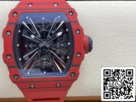 Richard Mille RM12-01 투르비용 1:1 Best 에디션 RM 팩토리 Red 러버 스트랩
