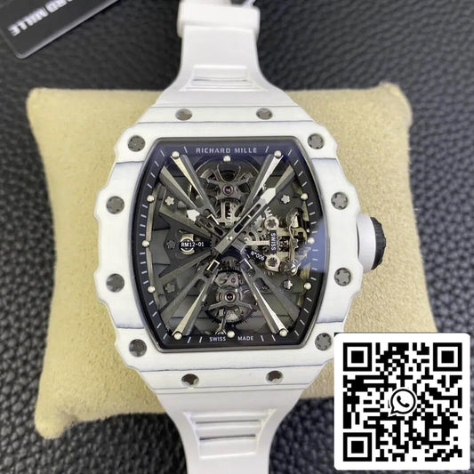 Richard Mille RM12-01 투르비용 1:1 Best 에디션 RM 팩토리 화이트 러버 스트랩