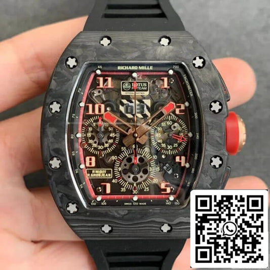 Richard Mille RM-011 1:1 Best 에디션 KV 팩토리 V2 Forged Carbon 블랙 Strap