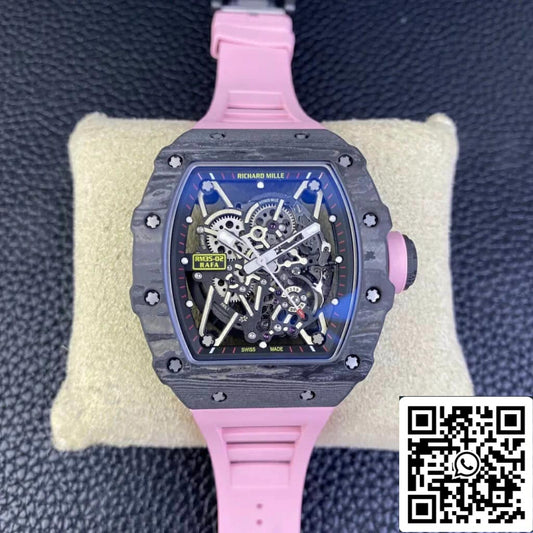 Richard Mille RM35-02 1:1 Best 에디션 T+ 팩토리 NTPT Carbon Fiber Pink 러버 스트랩
