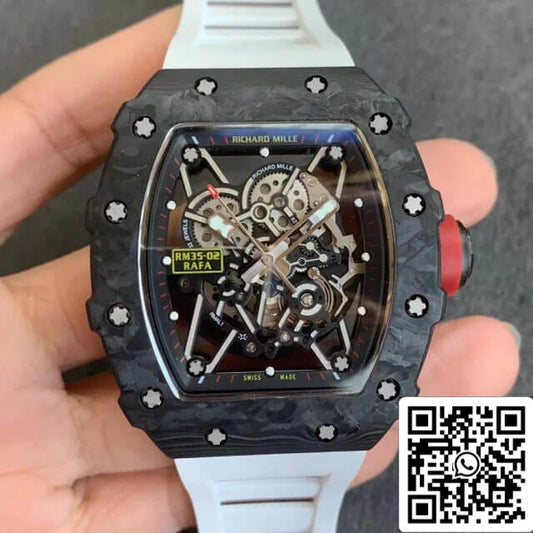 Richard Mille RM35-02 1:1 Best 에디션 KV 팩토리 V3 Carbon Fiber 화이트 Strap