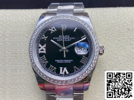 롤렉스 데이트저스트 36MM 1:1 Best 에디션 EW 팩토리 블랙 다이얼