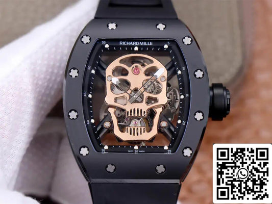 Richard Mille RM52-01 투르비용 1:1 Best 에디션 JB 팩토리 로즈 골드 Skull Dial