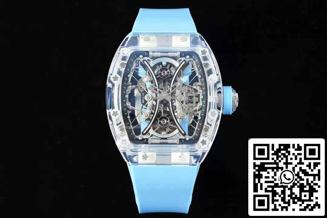 Richard Mille RM053-02 투르비용 1:1 Best 에디션 RM 팩토리 블루 러버 스트랩